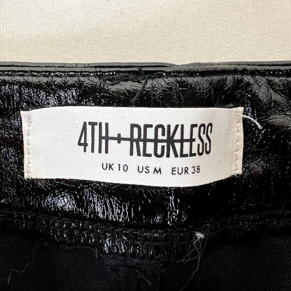 4th And Reckless Women size M NWOT Faux Leather Straight Leg Pants Lined - Picture 6 of 9